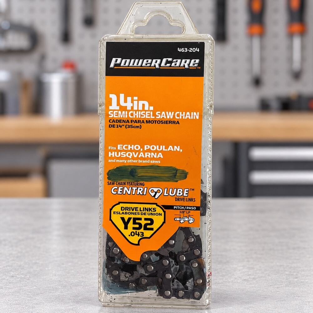 PowerCare 14 in Semi Chisel Chainsaw Chain Y52 .043 3/8 LP 52 DL